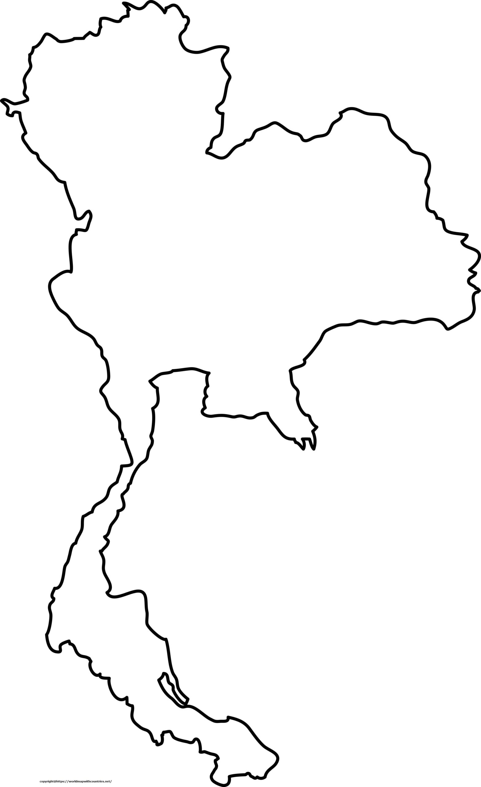 Карта Таиланда контур
