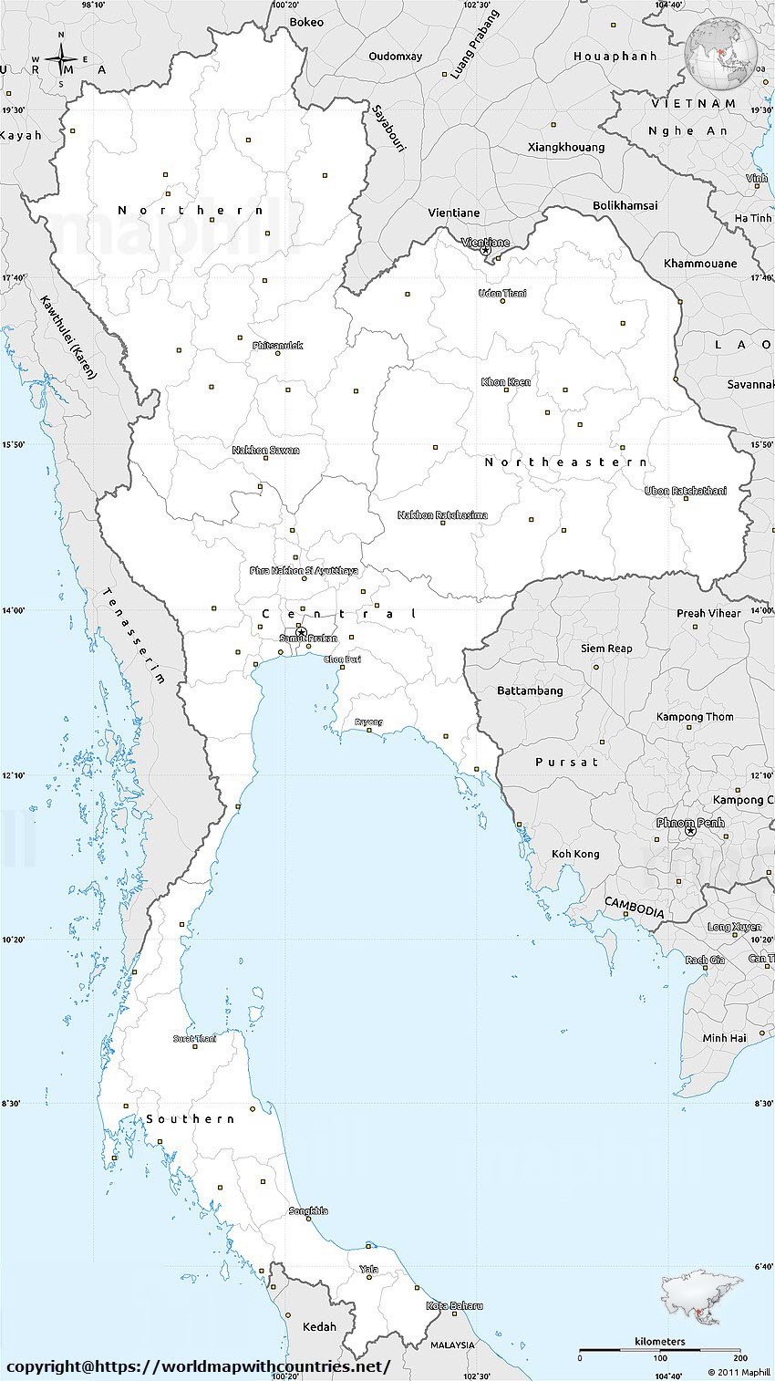 Thailand Map With State
