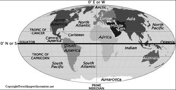 4 Free Handy Printable World Map With Equator and Tropics in PDF (2022)