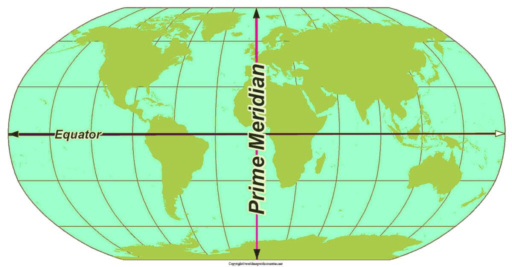 4 Free Printable World Map Prime Meridian in PDF World Map With Countries