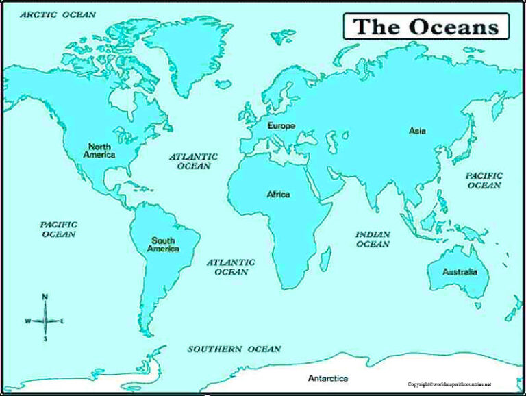 4 Free Printable World Map of the Southern Ocean in PDF | World Map ...