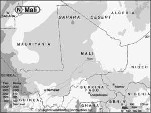 Free PDF Printable Map Of Mali With Labels And Blank Spaces