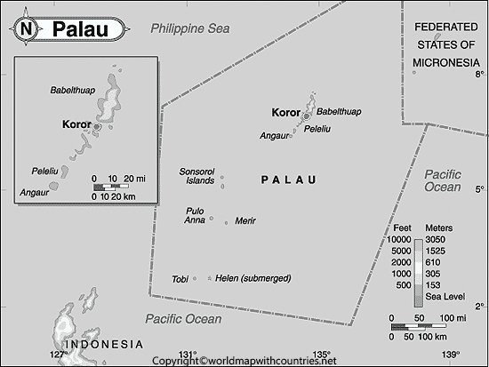 Blank Map of Palau