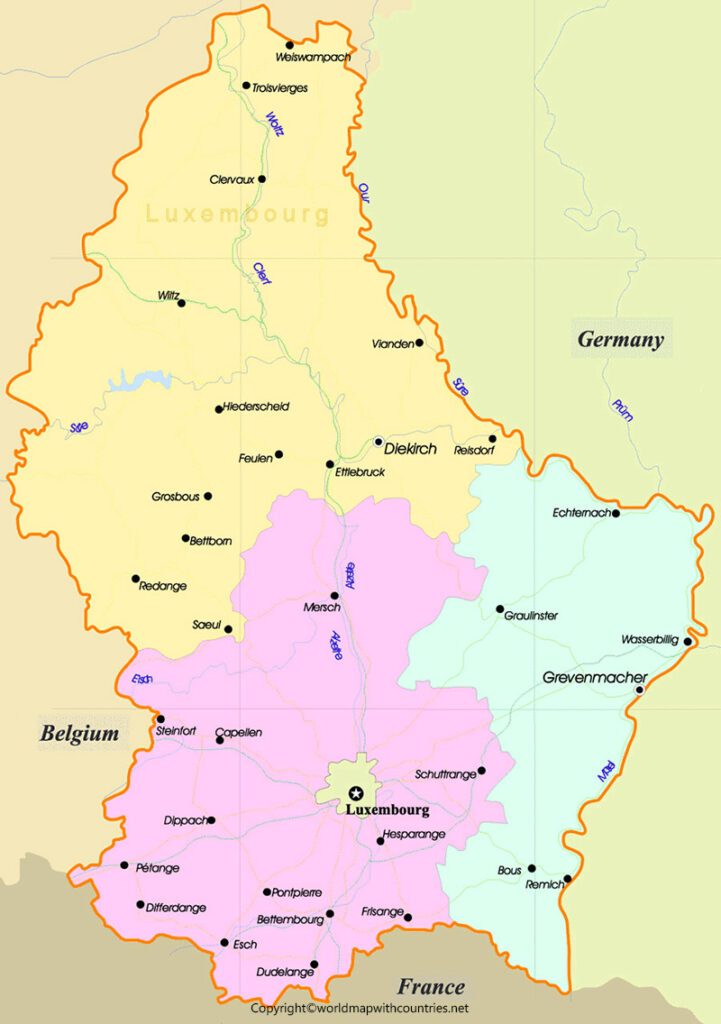 Luxembourg Map with States