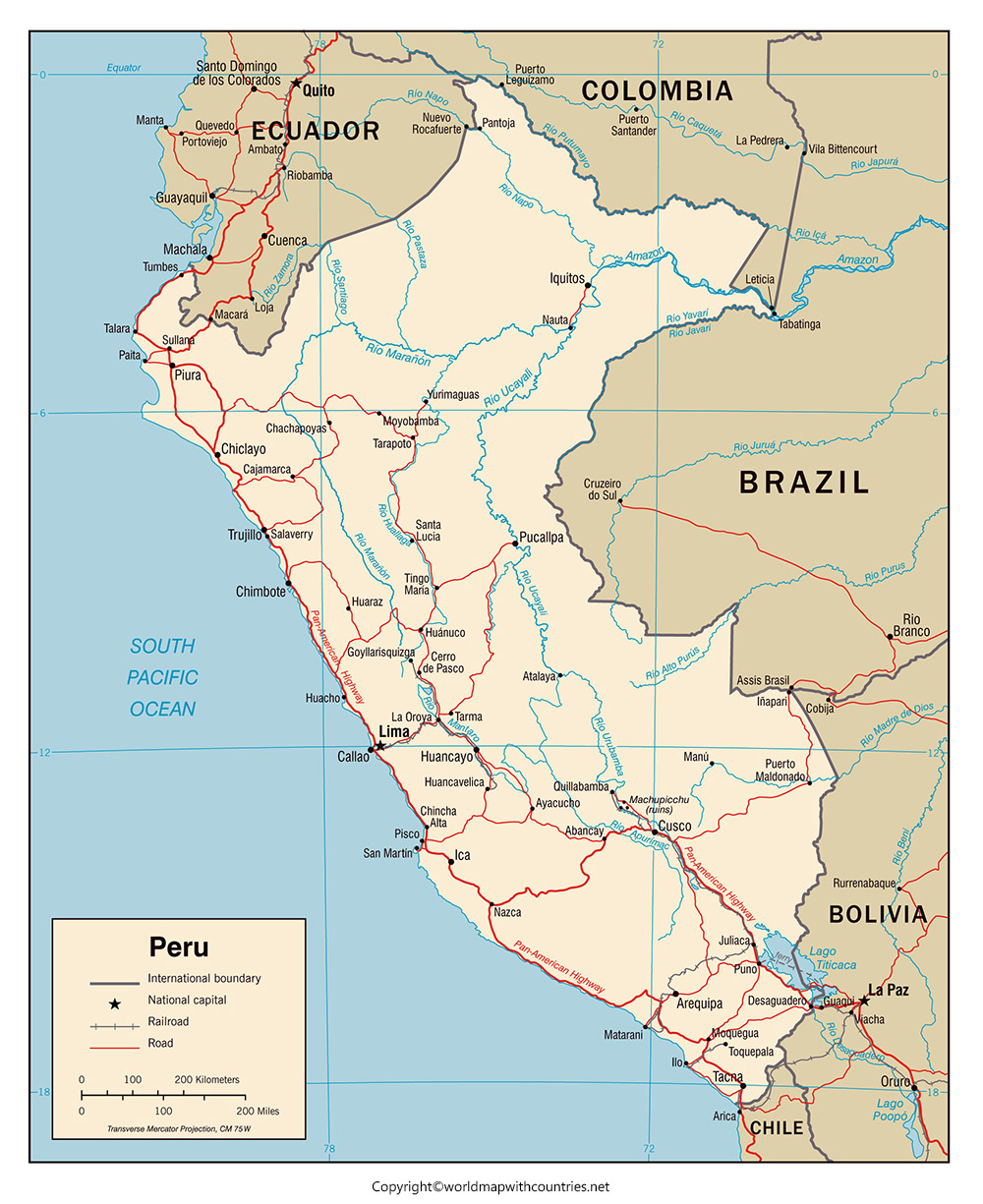 Labeled Map of Peru | World Map With Countries