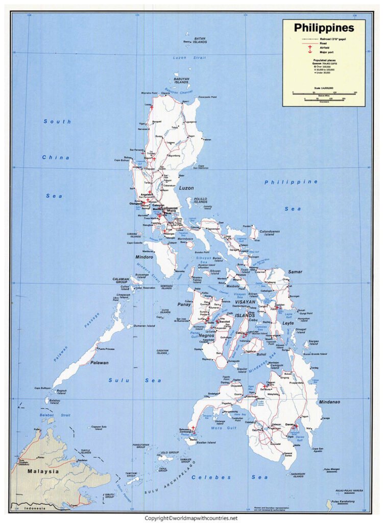 4 Free Printable Labeled Map of the Philippines with cities and Blank ...