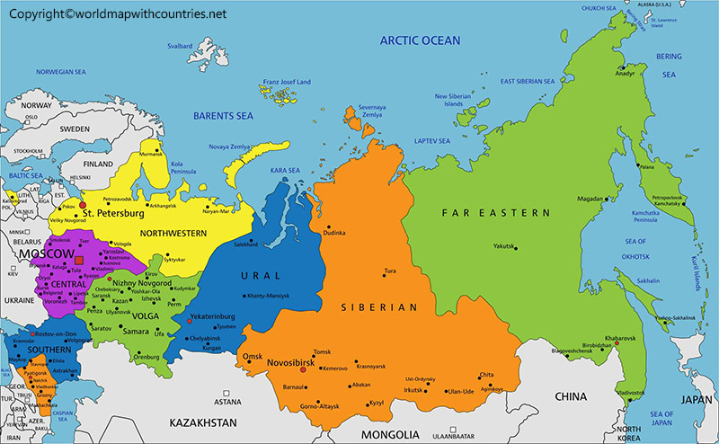 Labeled Map of Russia | World Map With Countries
