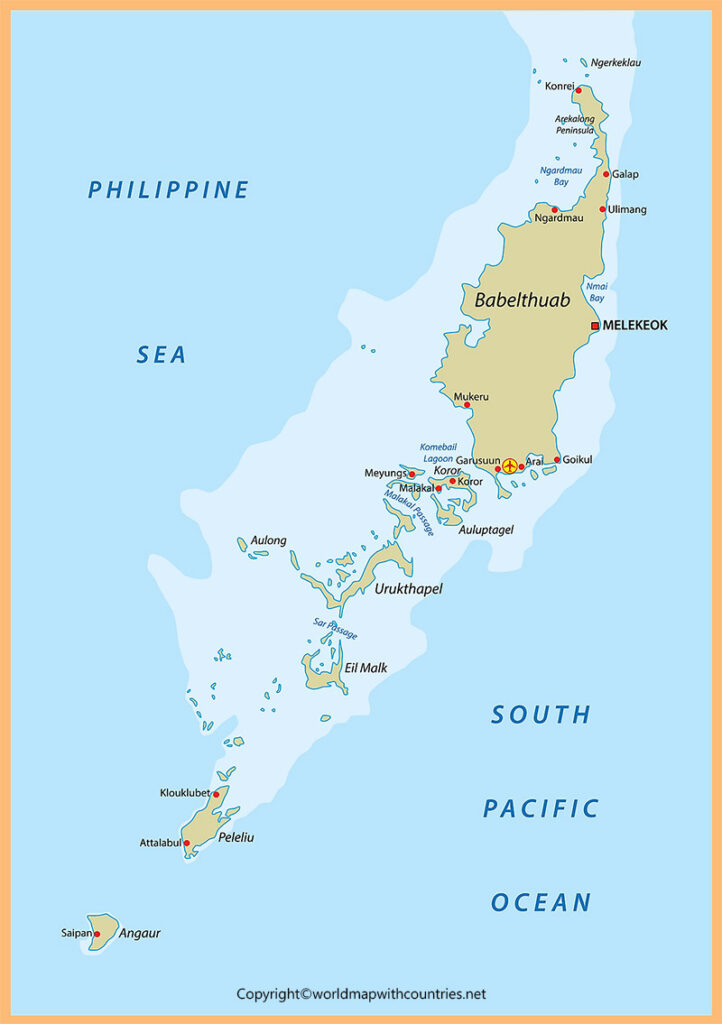 Palau Map with States