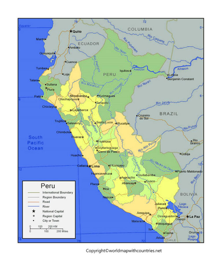 Free Printable Labeled And Blank Map Of Peru In Pdf