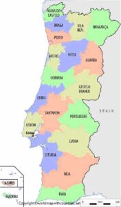 Portugal Map with States pdf | World Map With Countries