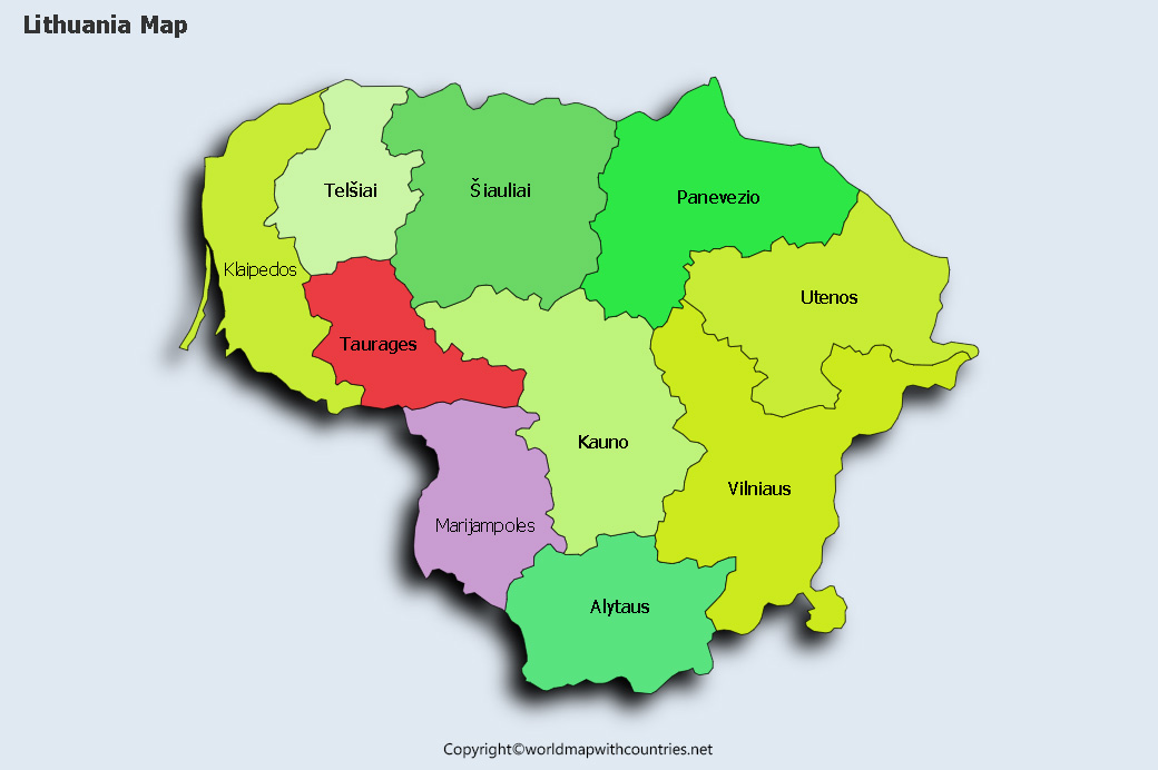 Printable Map of Lithuania | World Map With Countries
