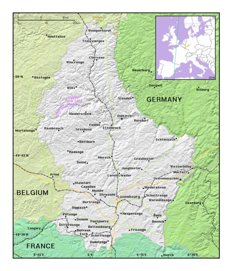 Free Printable Labeled And Blank Map Of Luxembourg In PDF   Printable Map Of Luxembourg 768x898 