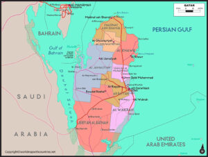 Qatar Map with States | World Map With Countries