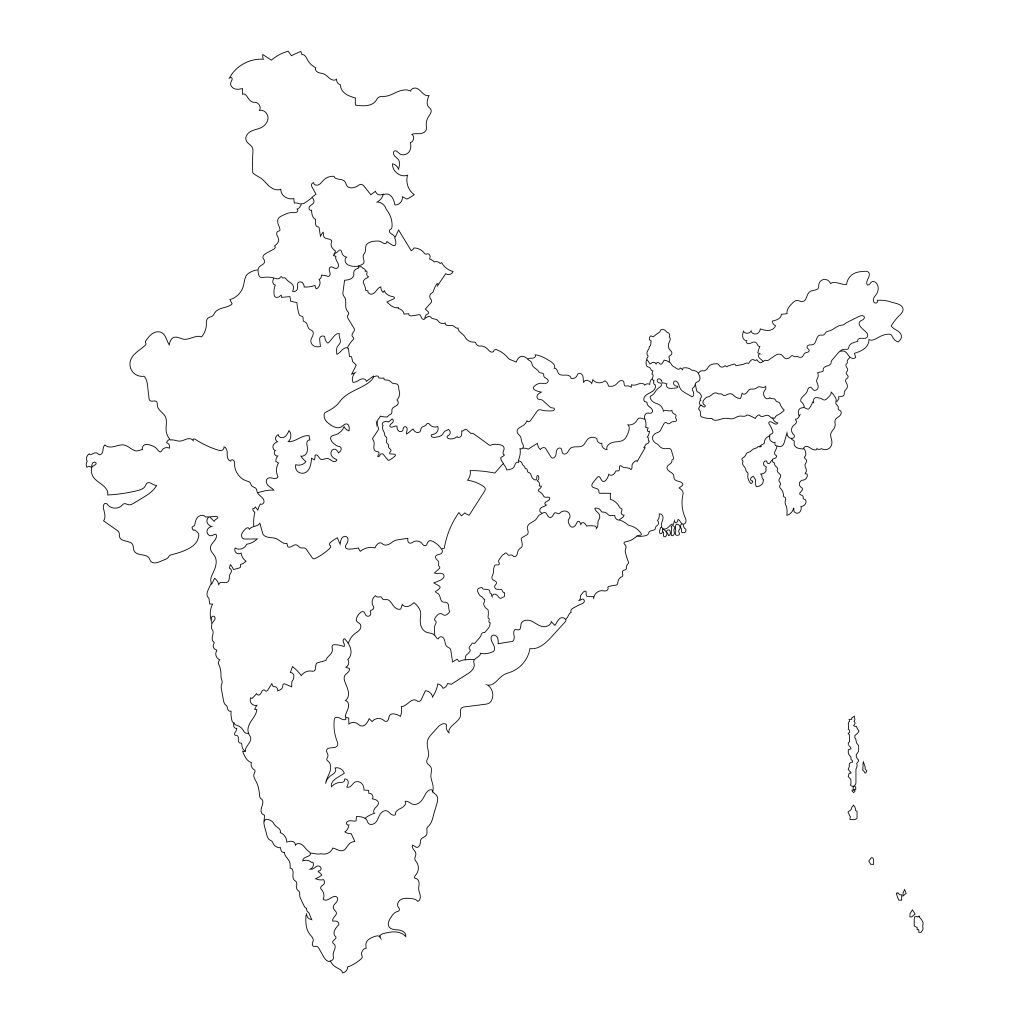 8 Free Printable And Blank India Map With States & Cities | World Map ...