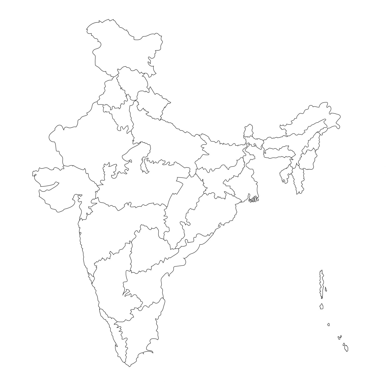 India Map Black And White Pdf 8 Free Printable And Blank India Map With States & Cities | World Map With  Countries