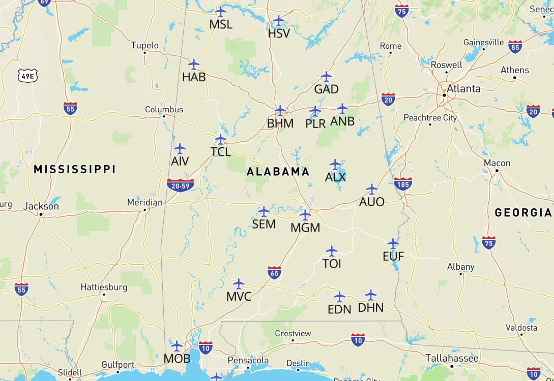 Alabama-airports-map