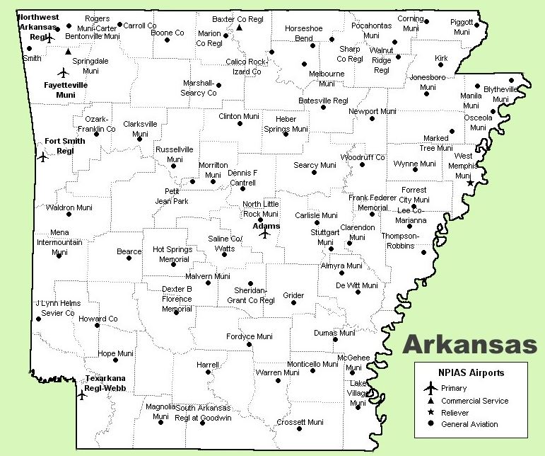 Arkansas-airports-map