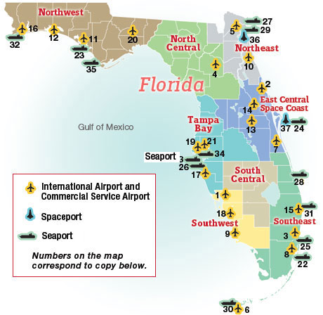 Free Florida Airports Map And The Top 6 Airports In Florida