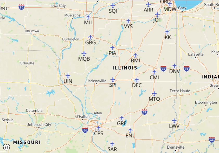 Illinois-airports-map