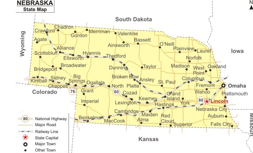 Bandiera Dello Stato USA Nebraska, Bandiera Americana Con Scritta E Simboli, Nuova Con Etichette